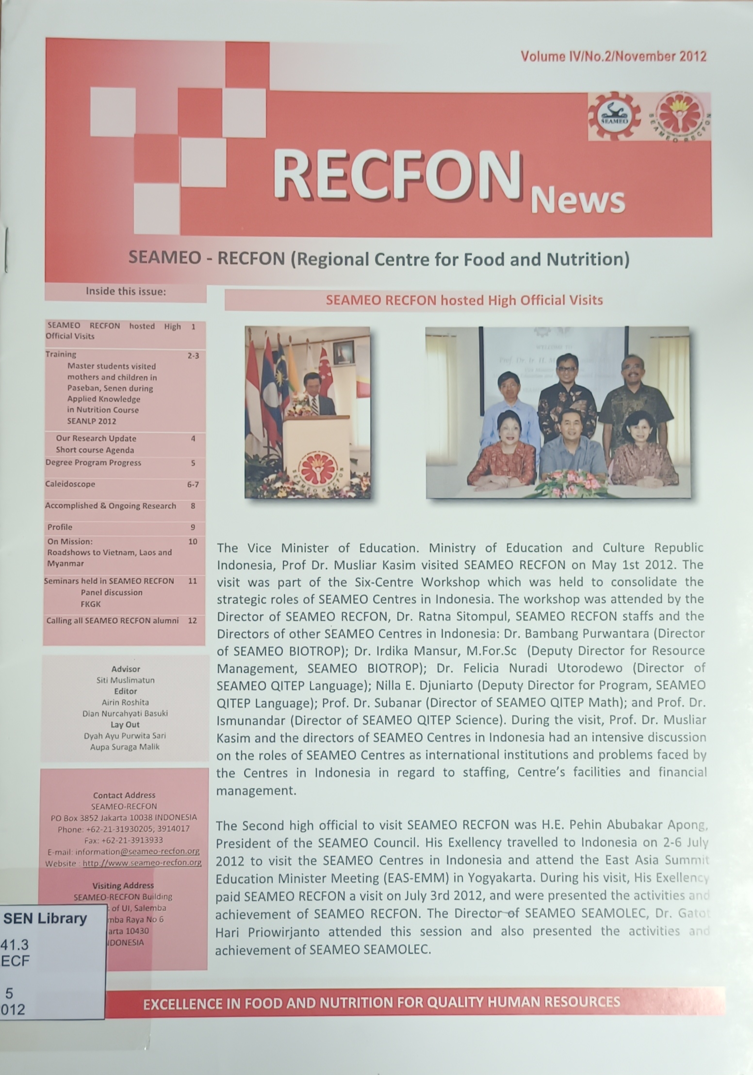 Cover image for Newsletter Vol. 5 No. 2 / Nov 2012 bibliographic