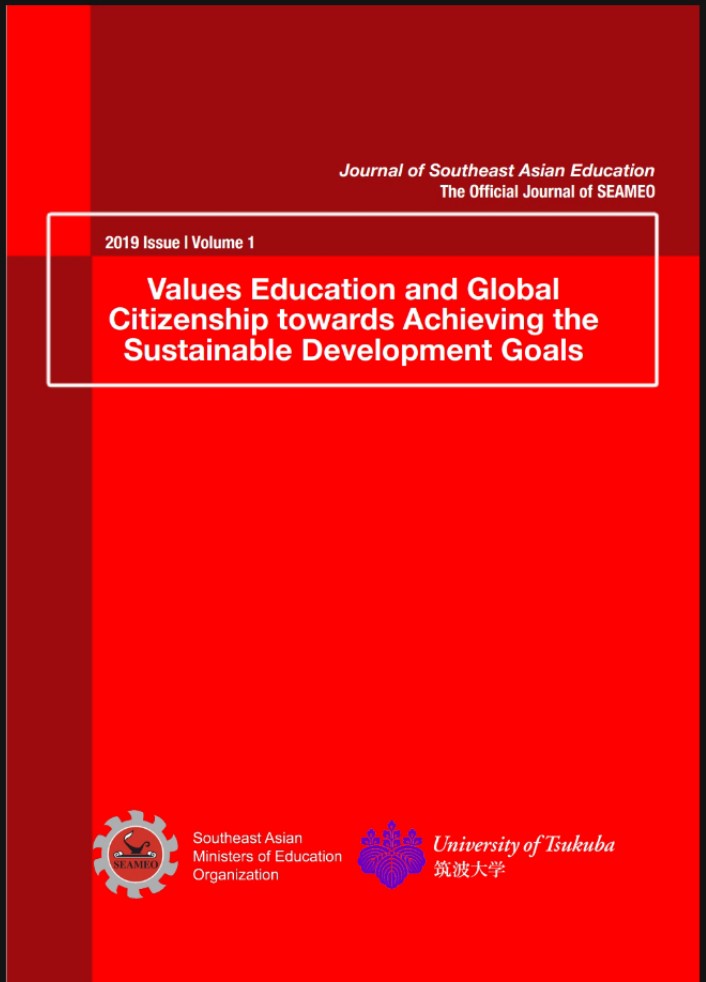 Cover image for "Journal of Southeast Asian Education The Official Journal of SEAMEO 2019 Issue Vol 1 Values Education and Global Citizenship towards Achieving the Sustainable Development Goals " bibliographic