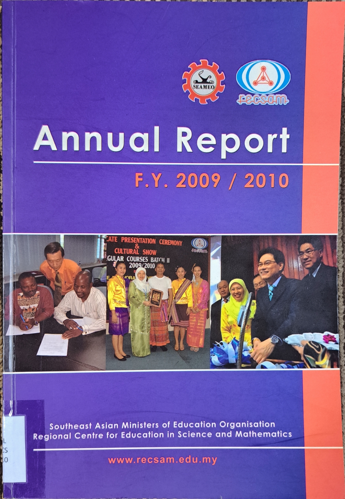 Cover image for Annual Report F.Y. 2009 / 2010 (RECSAM) bibliographic