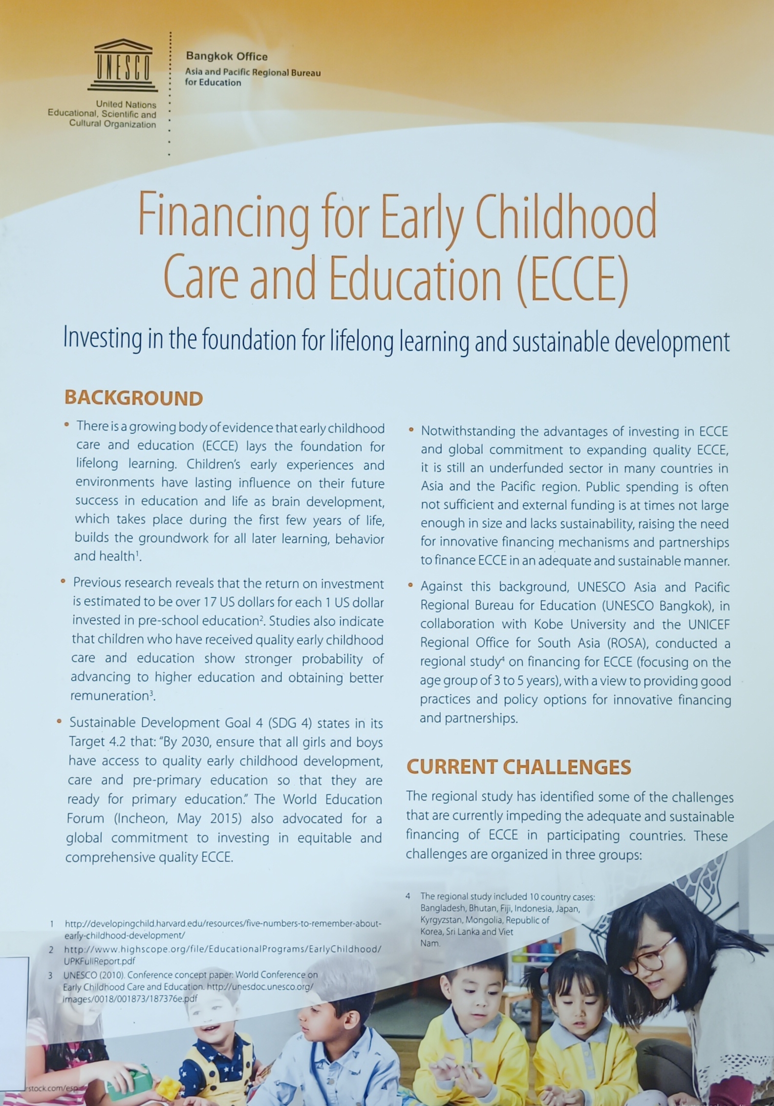 Cover image for Financing for Early Childhood Care and Education (ECCE) : Investing in the Foundation for Lifelong Learning and Sustainable Development bibliographic