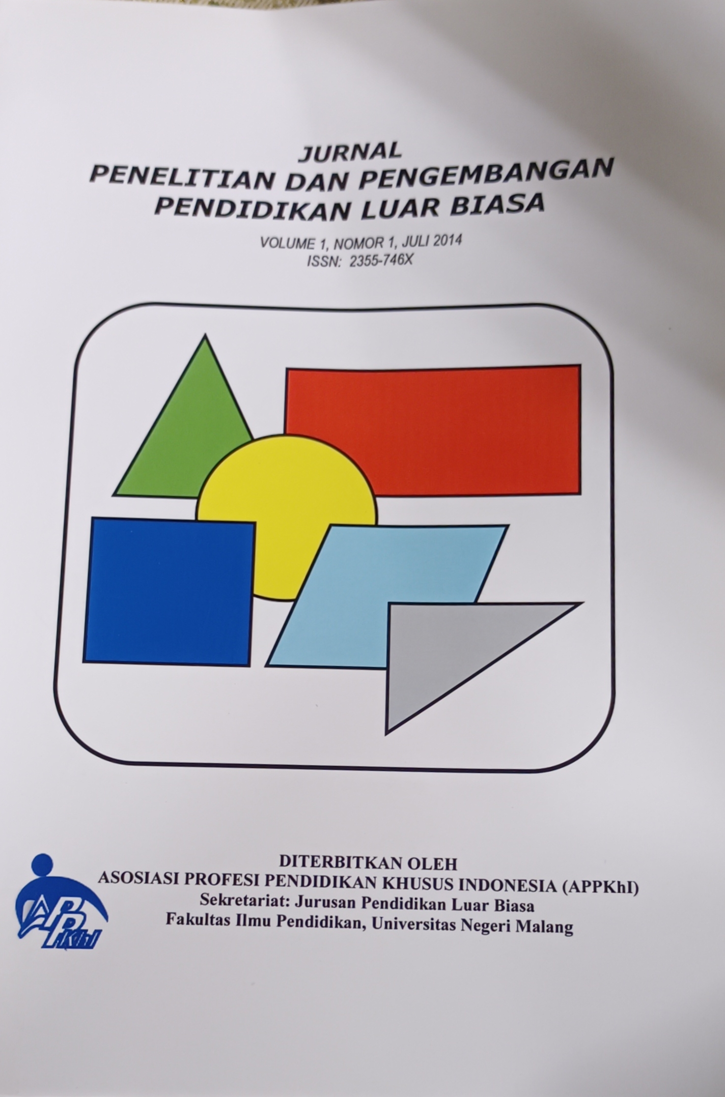 Cover image for Jurnal Penelitian dan Pengembangan Pendidikan Luar Biasa  Vol. 1 No. 1 / Jul 2014 bibliographic
