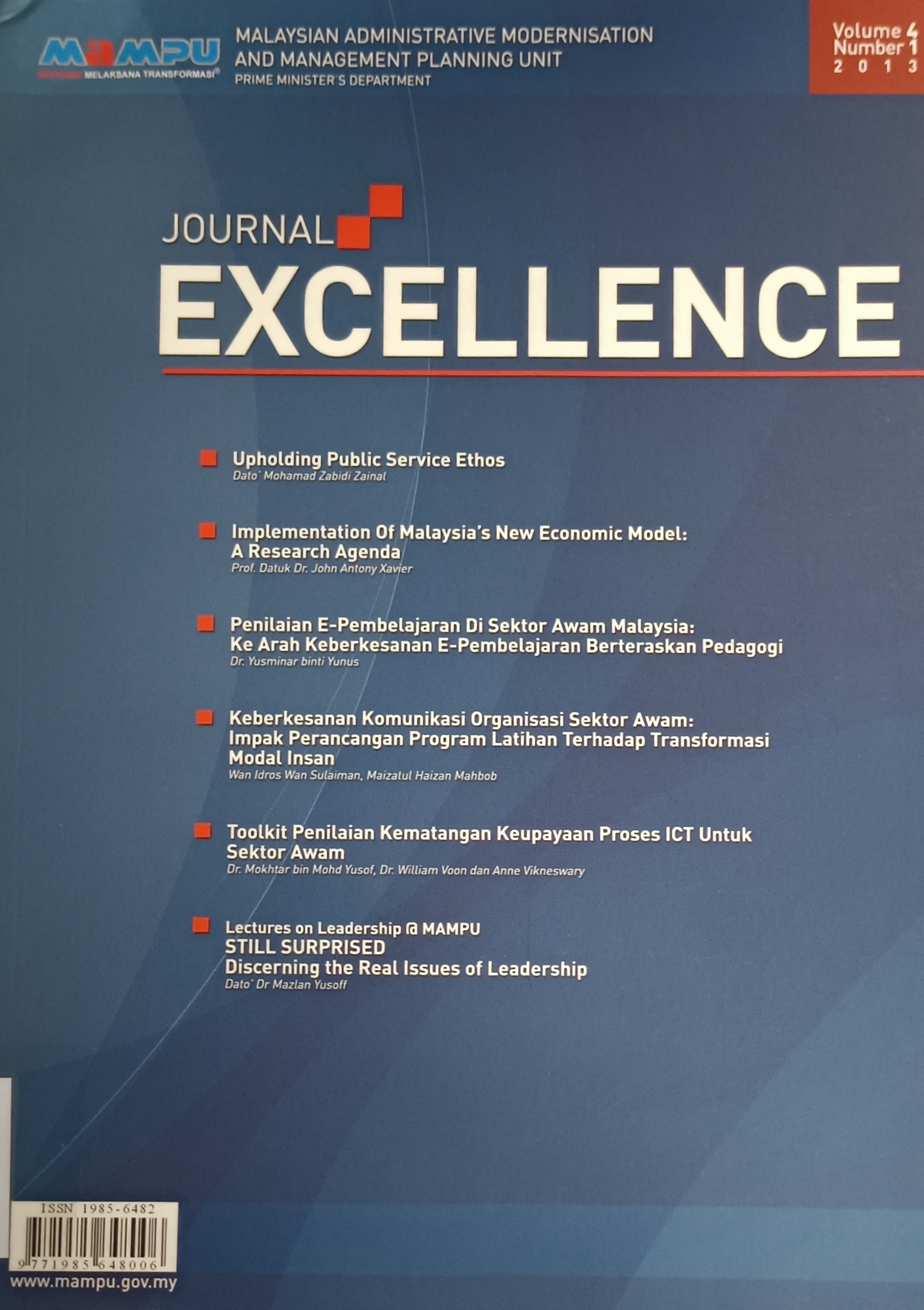 Cover image for Journal excellence Vol. 4 No. 1 /2013 bibliographic